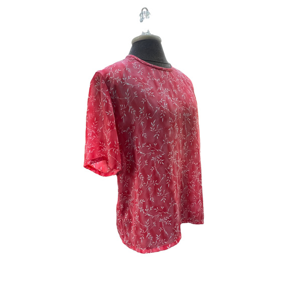 Pendleton blouse salmon with a white floral leaf design size 12 - Picture 3 of 4